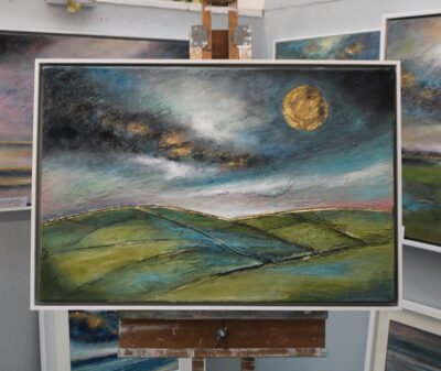 Moon over Cleeve Hill - Framed